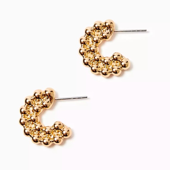 Lilly Pulitzer Jewelry - NWT Lilly Pulitzer Worth A Look Small Hoop Earrings in Gold Metallic